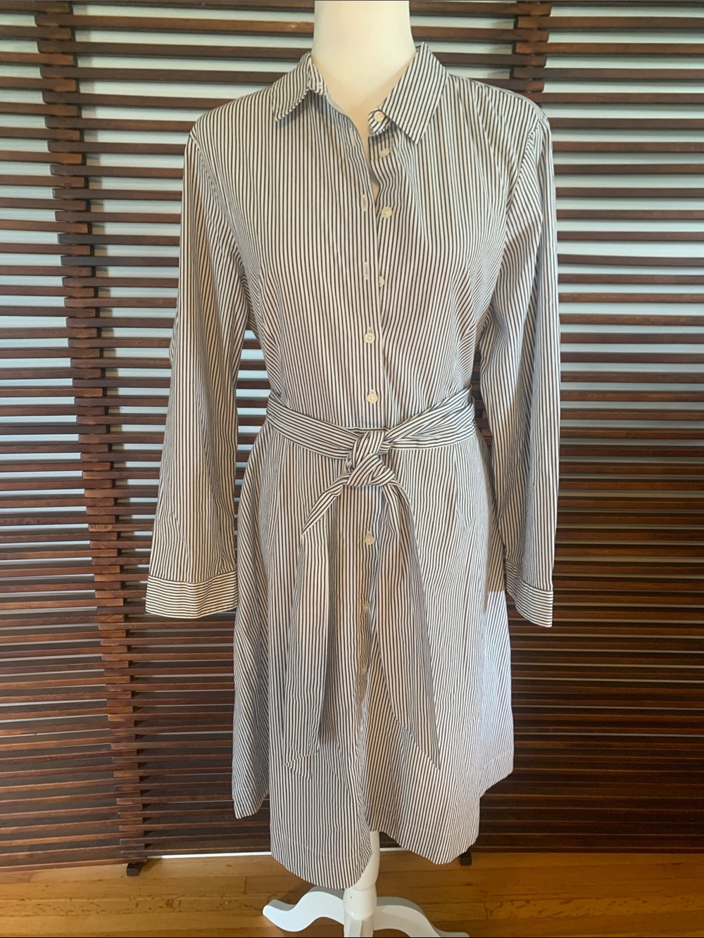 J. Crew Striped Shirt Dress with Self Tie Belt